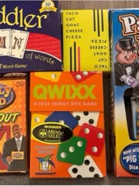 Game Bundle: Quiddler, Qwixx, Family Feud, Pass the Pigs,Taco CatGoatCheesePizza
